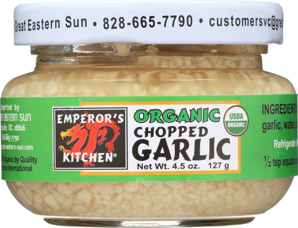 EMPERORS KITCHEN: Organic Chopped Garlic, 4.5 oz - Vending Business Solutions