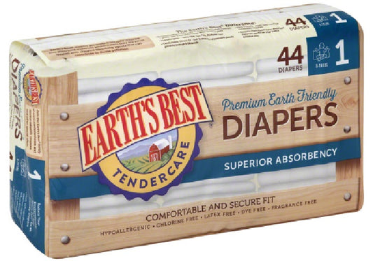 EARTHS BEST: Chlorine Free Diapers Size 1, 44 pc - Vending Business Solutions