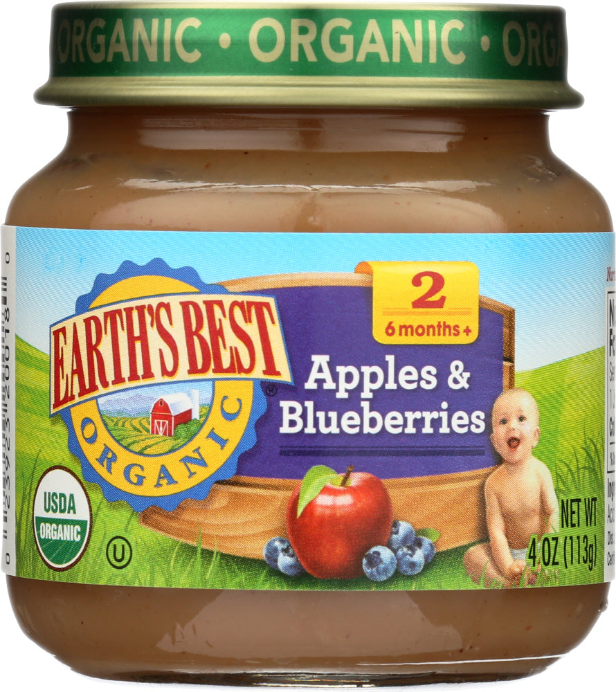 EARTH'S BEST: Organic Baby Food Stage 2 Apples & Blueberries, 4 oz - Vending Business Solutions