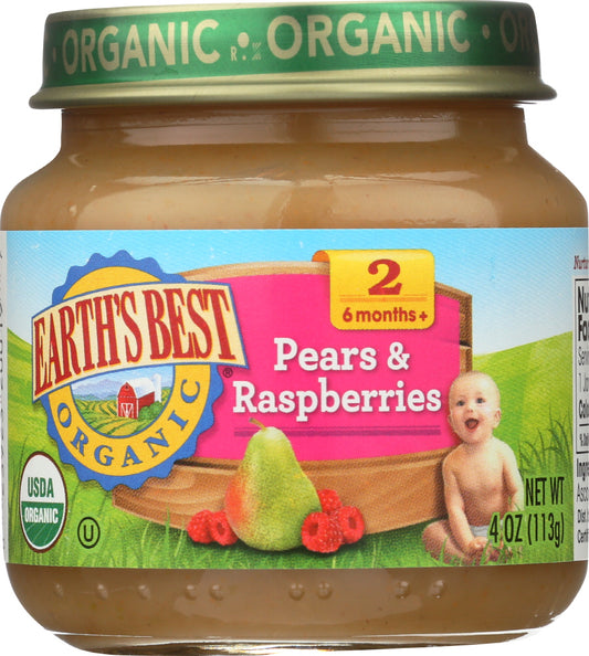 EARTH'S BEST: Organic Baby Food Stage 2 Pears & Raspberries, 4 oz - Vending Business Solutions