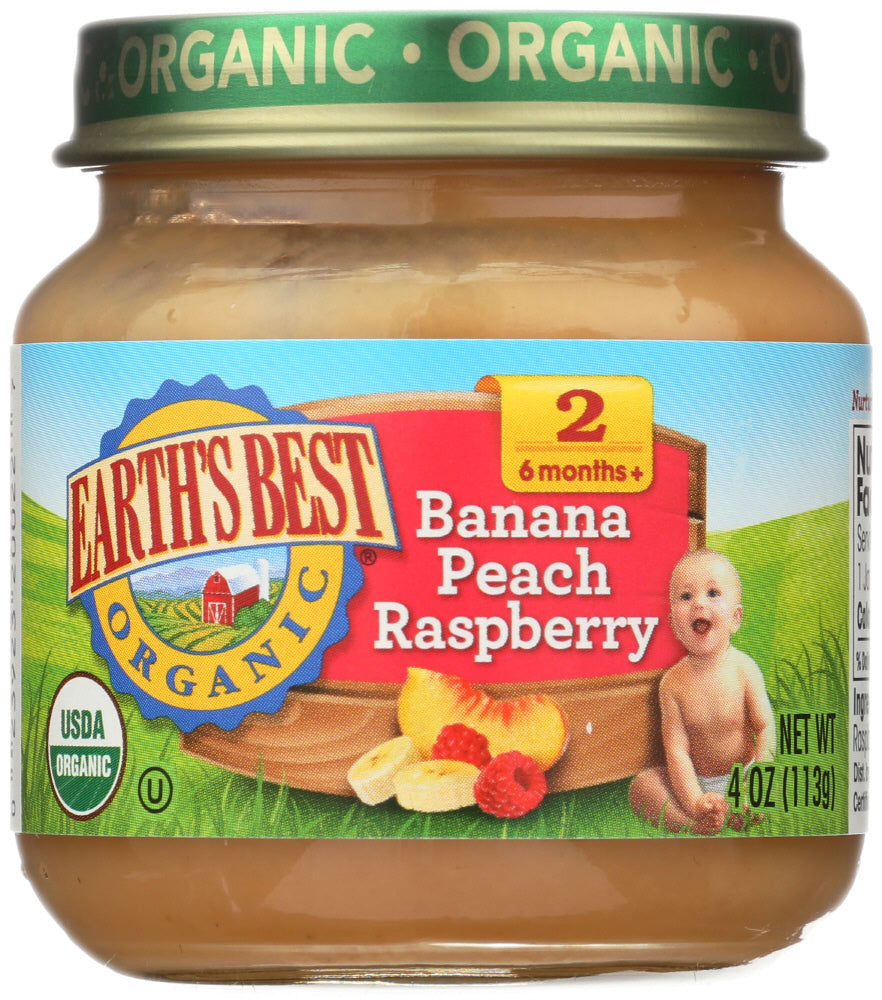 EARTH'S BEST: Organic Baby Food Stage 2 Banana Peach Raspberry, 4 oz - Vending Business Solutions