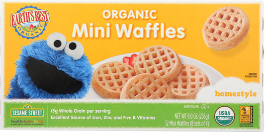 EARTHS BEST FROZEN: Sesame Street Organic Homestyle Mini Waffle, 9 oz - Vending Business Solutions