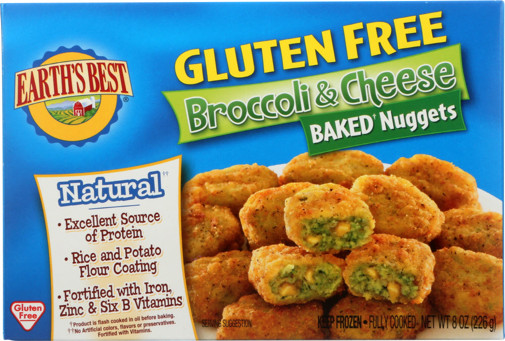 EARTH'S BEST: Gluten Free Baked Nuggets Broccoli and Cheese, 8 oz - Vending Business Solutions