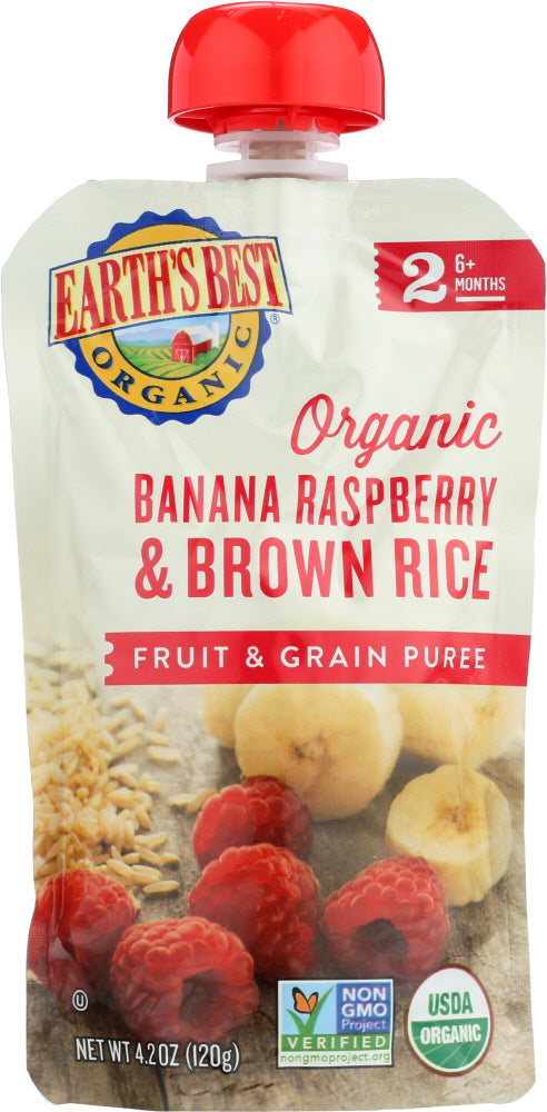 EARTHS BEST: Organic Fruit & Grain Puree Banana Raspberry Brown Rice, 4.2 Oz - Vending Business Solutions