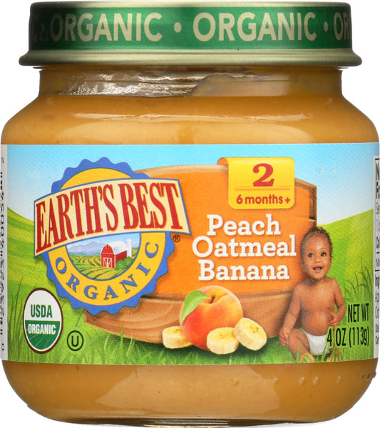EARTH'S BEST: Organic Baby Food Stage 2 Peach Oatmeal Banana, 4 oz - Vending Business Solutions