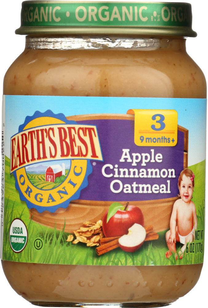 EARTH'S BEST: Organic Baby Food Stage 3 Apple Cinnamon Oatmeal, 6 oz - Vending Business Solutions