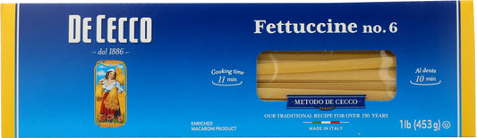 DE CECCO: #6 Fettuccine Pasta, 16 oz - Vending Business Solutions