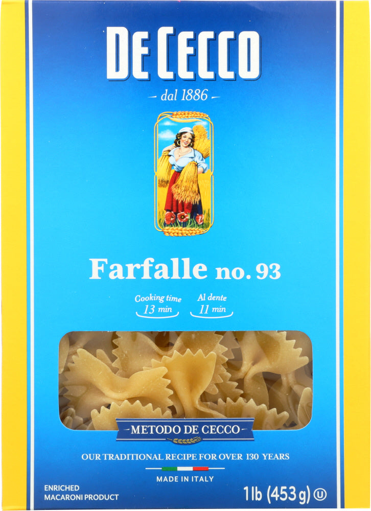 DE CECCO: Pasta Farfalle, 16 oz - Vending Business Solutions
