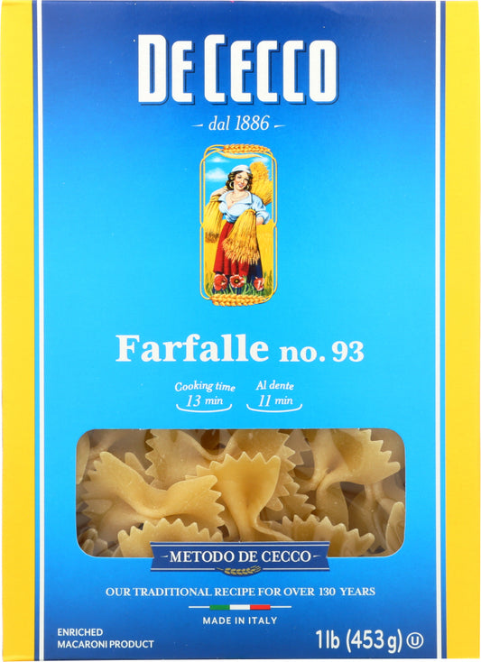 DE CECCO: Pasta Farfalle, 16 oz - Vending Business Solutions