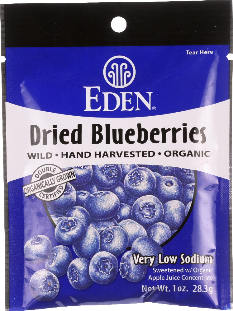 EDEN FOODS: Organic Dried Wild Blueberries Pocket Snacks, 1 oz - Vending Business Solutions