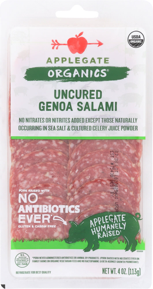 APPLEGATE: Organics Uncured Genoa Salami, 4 oz - Vending Business Solutions
