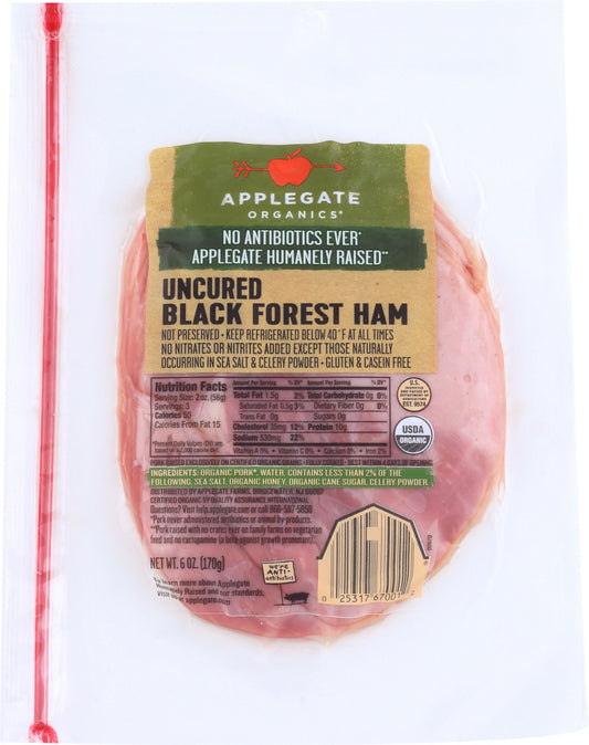 APPLEGATE: Organic Uncured Black Forest Ham, 6 oz - Vending Business Solutions