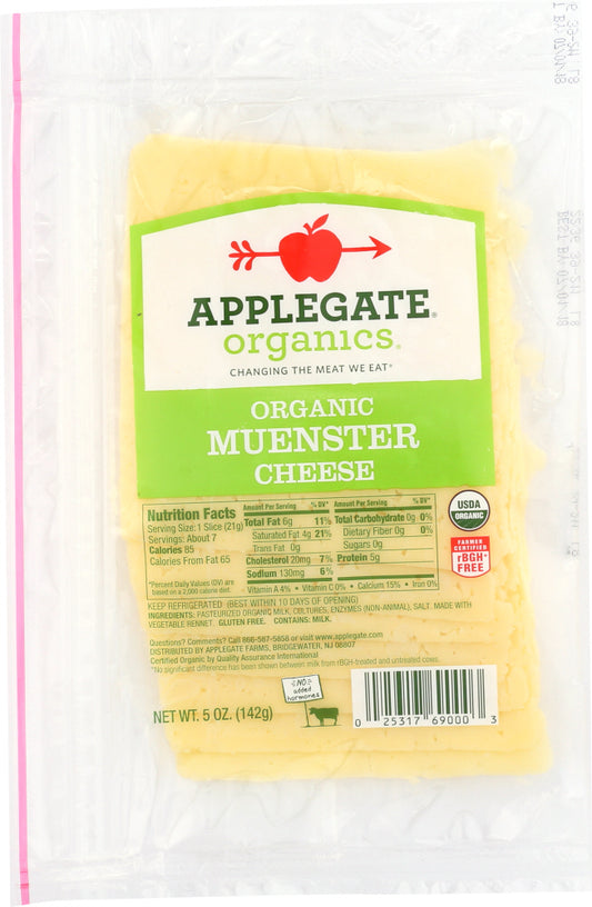 APPLEGATE: Organic Muenster Cheese Sliced, 5 oz - Vending Business Solutions