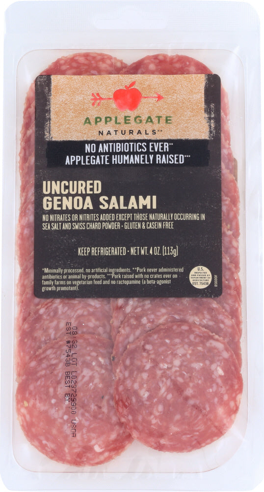APPLEGATE: Sliced Uncured Genoa Salami, 4 oz - Vending Business Solutions