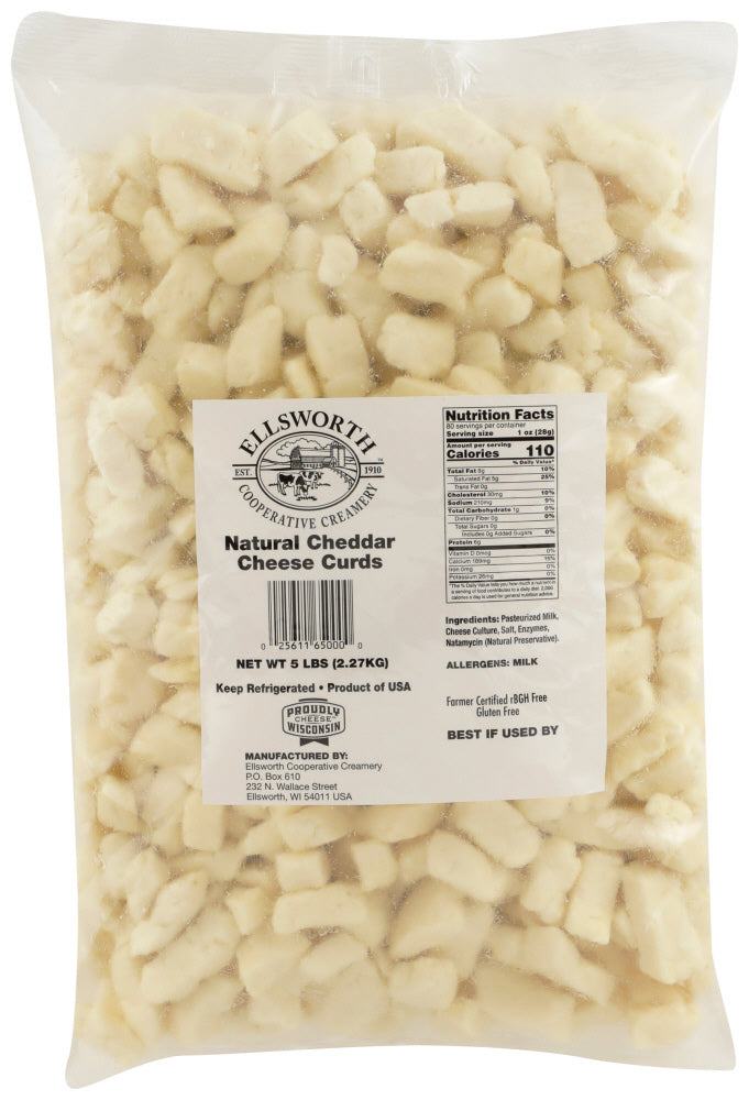 ELLSWORTH: Natural White Cheddar Cheese Curds, 5 lb - Vending Business Solutions