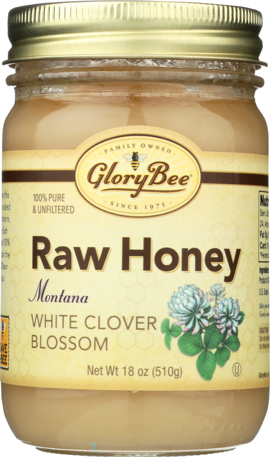 GLORY BEE: Raw White Clover Honey, 18oz - Vending Business Solutions