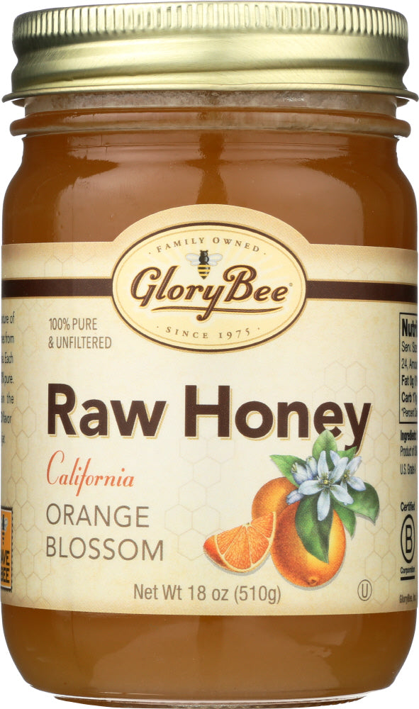 GLORY BEE: Raw Orange Blossom Honey Jar, 18oz - Vending Business Solutions