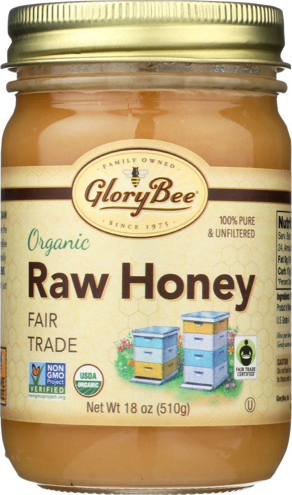 GLORY BEE: Raw Organic Fair Trade Honey, 18oz - Vending Business Solutions