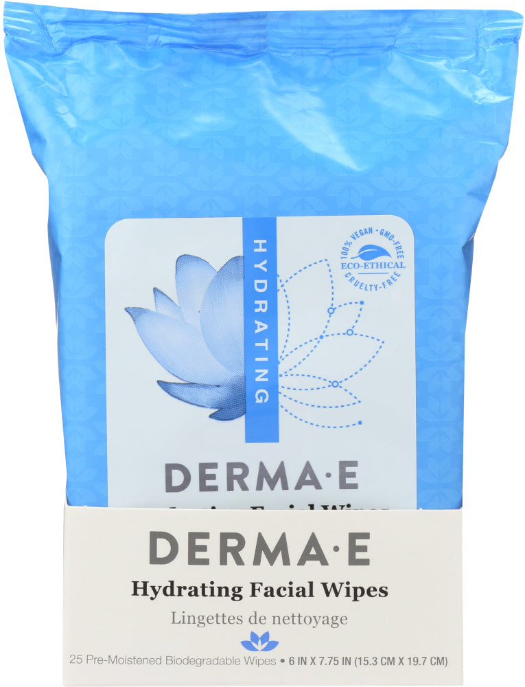 DERMA E: Hydrating Facial Wipes, 25 Count - Vending Business Solutions