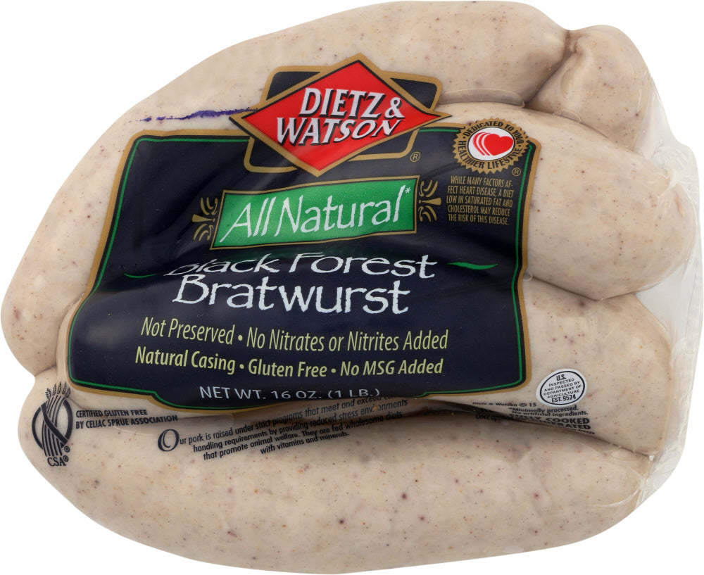 DIETZ AND WATSON: Black Forest Bratwurst, 1 lb - Vending Business Solutions