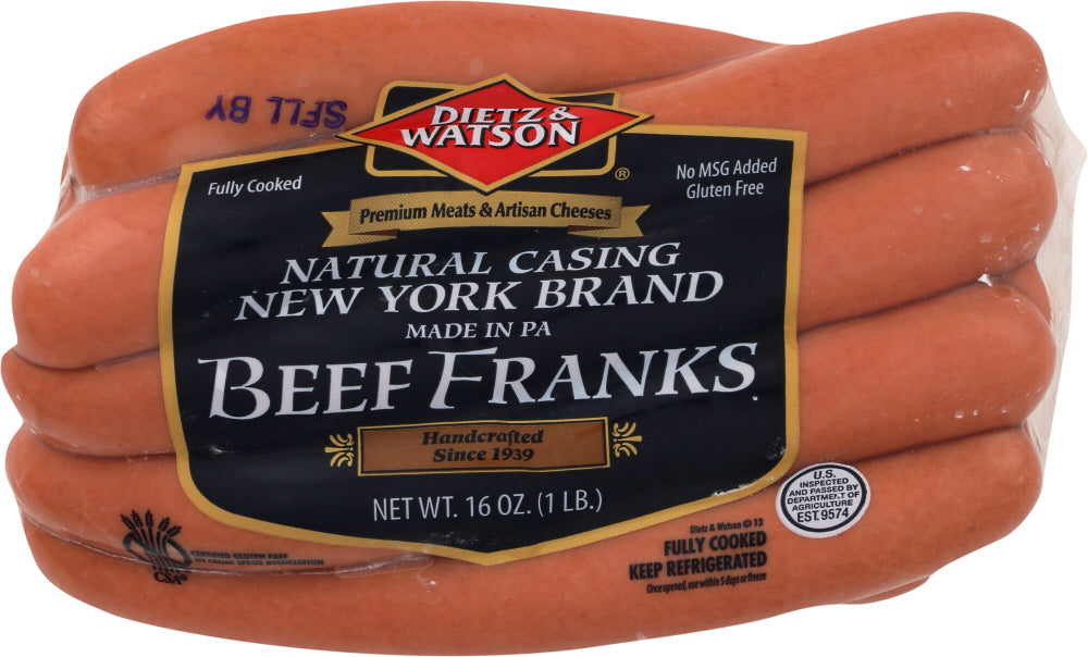 DIETZ AND WATSON: New York Brand Beef Franks, 1 lb - Vending Business Solutions