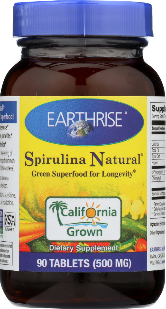 EARTHRISE: Spirulina Natural Green Super Food For Longevity 500 mg, 90 Tablets - Vending Business Solutions