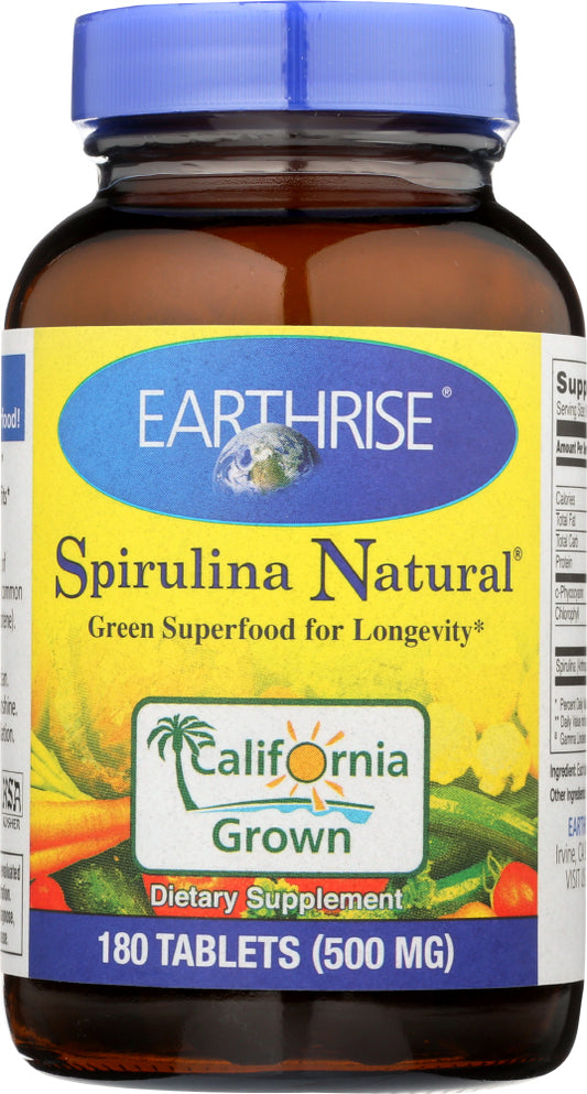 EARTHRISE: Spirulina Natural Green Super Food For Longevity 500 mg., 180 Tablets - Vending Business Solutions