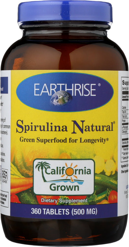 EARTHRISE: Spirulina Natural Green Super Food For Longevity 500 mg, 360 Tablets - Vending Business Solutions