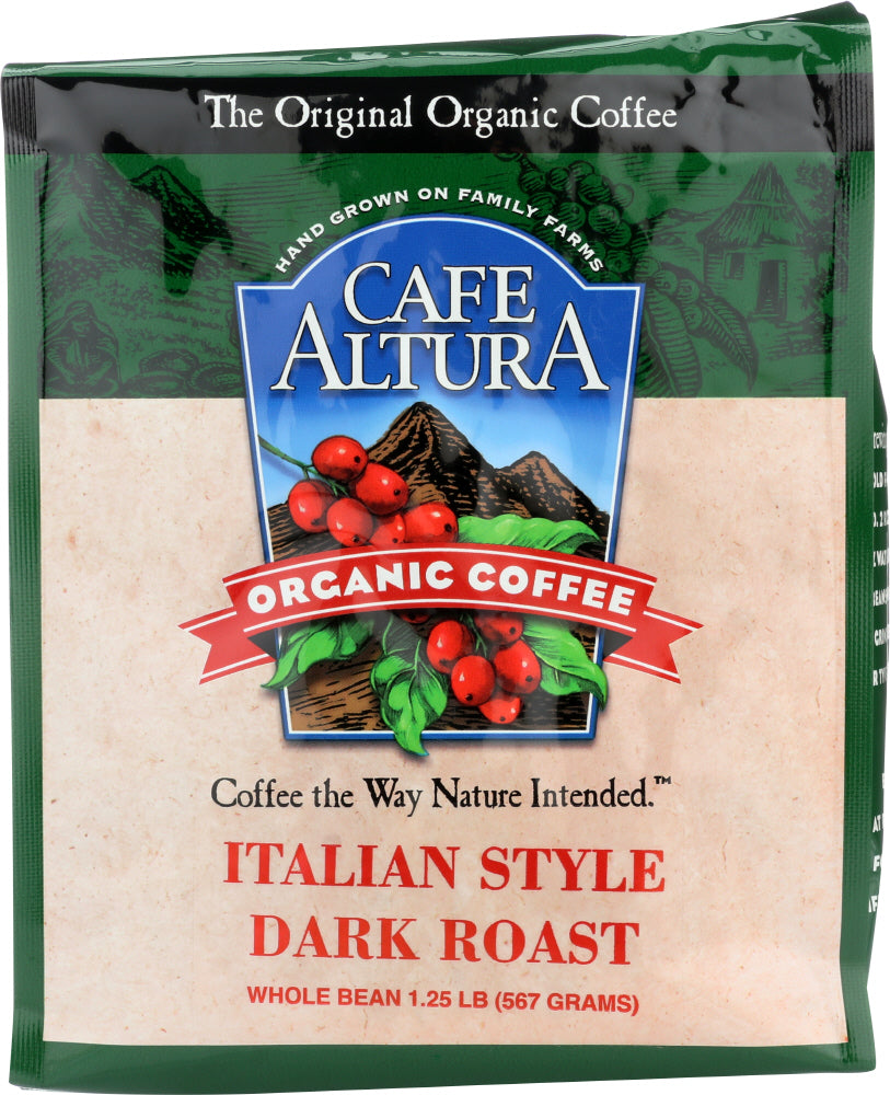 CAFE ALTURA: Organic Dark Roast Whole Bean Coffee Italian Style, 1.25 lb - Vending Business Solutions