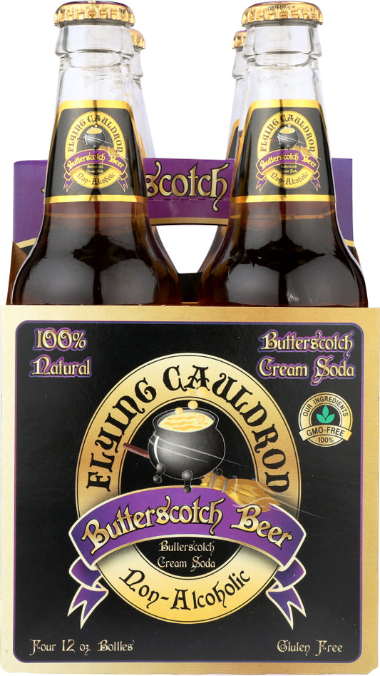 FLYING CAULDRON: Butterscotch Beer Cream Soda 4 pack (12 oz each), 48 oz - Vending Business Solutions