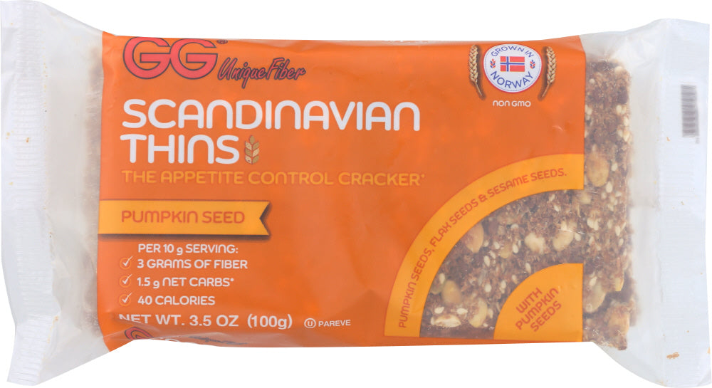 GG SCANDINAVIAN: Cracker Thins Pumpkin Seed, 3.5 oz - Vending Business Solutions