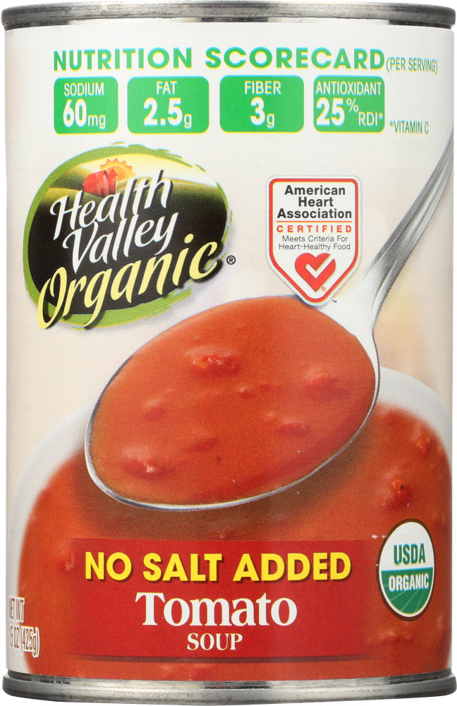 HEALTH VALLEY: Organic Tomato Soup No Salt Added, 15 Oz - Vending Business Solutions