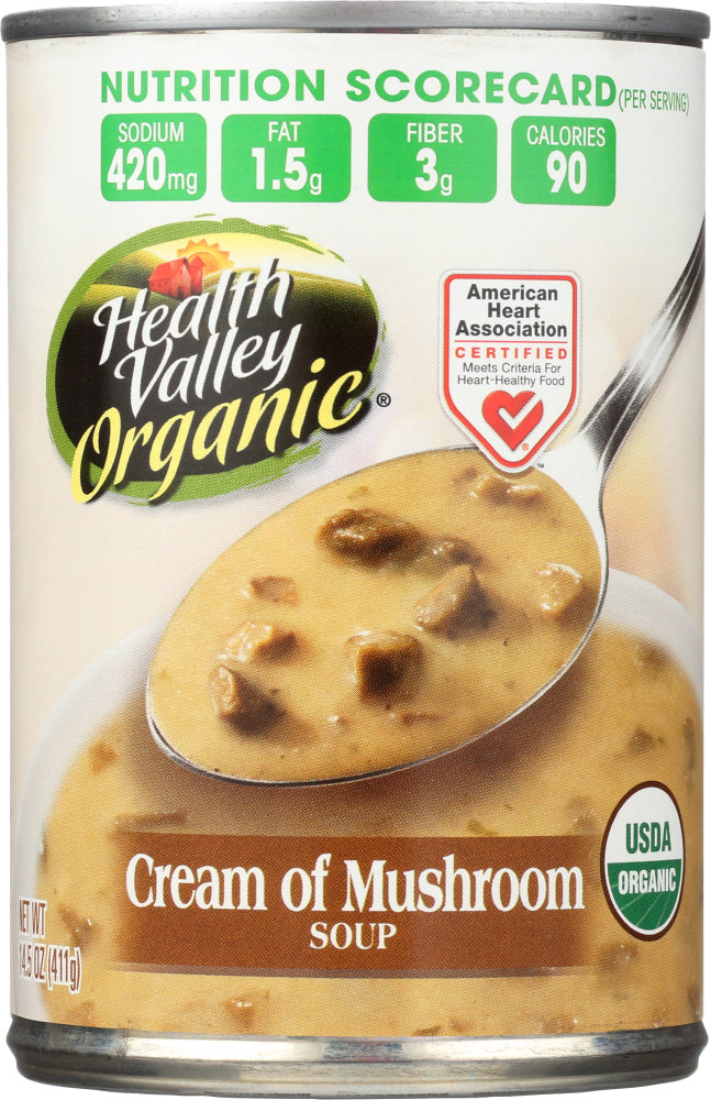 HEALTH VALLEY ORGANIC: Cream of Mushroom Soup, 14.5 Oz - Vending Business Solutions