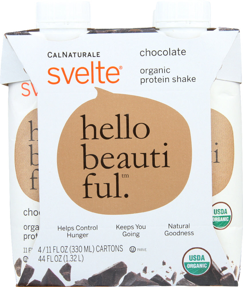CALNATURALE: Svelte Organic Protein Shake Chocolate Pack of 4 (11 oz Each), 44 oz - Vending Business Solutions