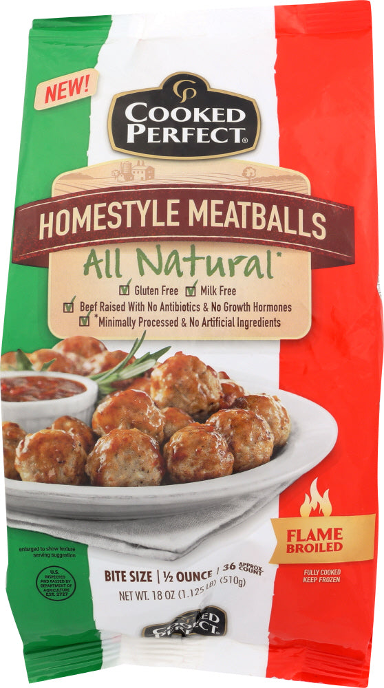 COOKED PERFECT: All Natural Homestyle Meatballs, 18 oz - Vending Business Solutions