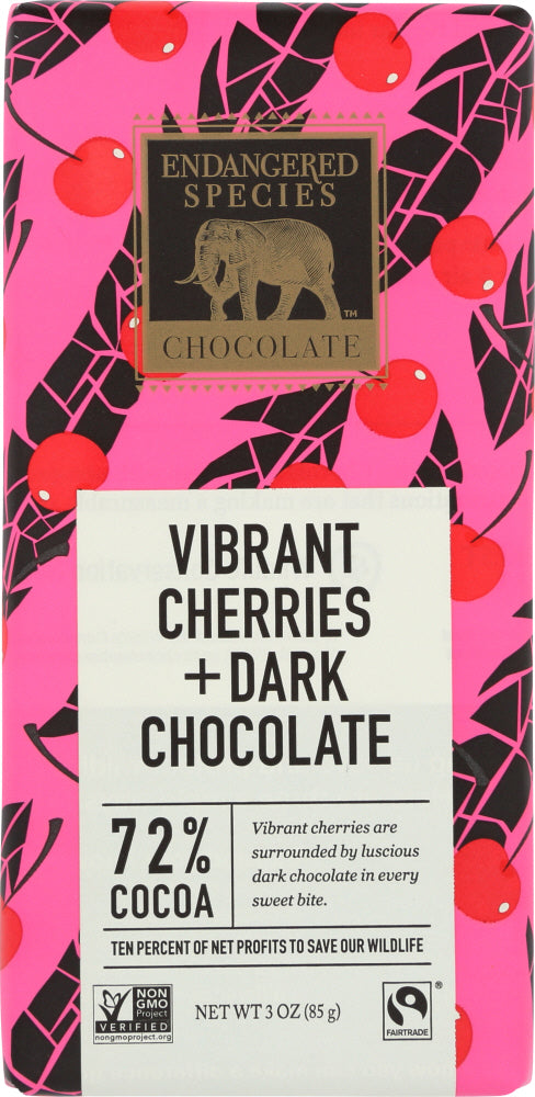 ENDANGERED SPECIES: Vibrant Cherries Dark Chocolate, 3 oz - Vending Business Solutions