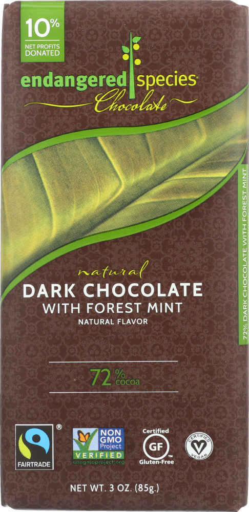 ENDANGERED SPECIES: Natural Dark Chocolate Bar with Forest Mint, 3 oz - Vending Business Solutions