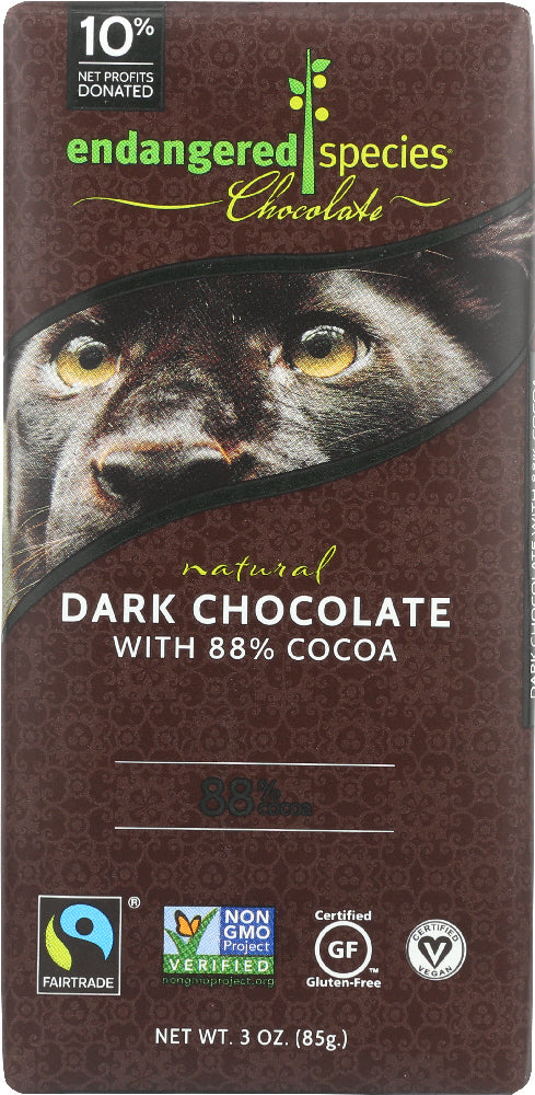 ENDANGERED SPECIES: Natural Dark Chocolate Bar with 88% Cocoa, 3 oz - Vending Business Solutions