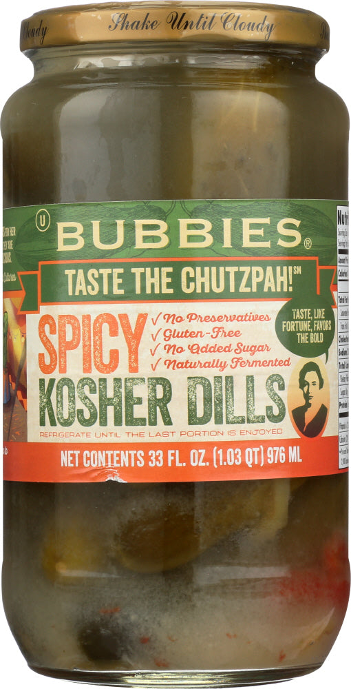 BUBBIES: Spicy Pickle Kosher Dill, 33 oz - Vending Business Solutions