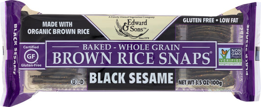 EDWARD & SONS: Baked Brown Rice Snaps Black Sesame, 3.5 oz - Vending Business Solutions