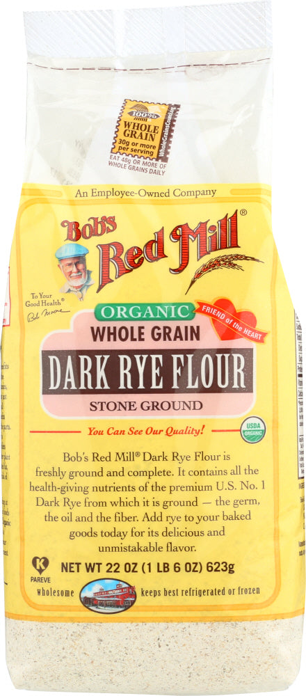 BOBS RED MILL: Organic Whole Grain Dark Rye Flour, 22 oz - Vending Business Solutions