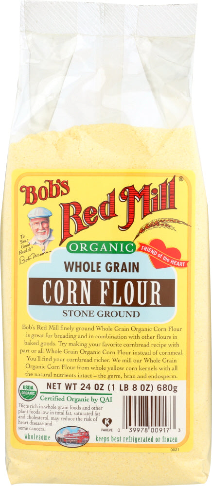BOB'S RED MILL: Organic Whole Grain Corn Flour, 24 oz - Vending Business Solutions