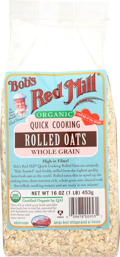 BOBS RED MILL: Organic Quick Cooking Rolled Oats, 16 oz - Vending Business Solutions