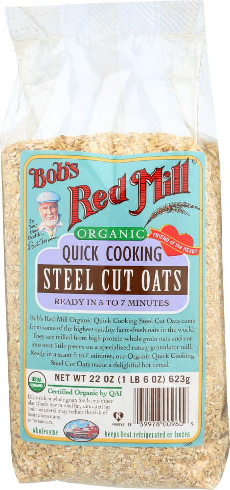 BOBS RED MILL: Organic Quick Cooking Steel Cut Oats, 22 oz - Vending Business Solutions