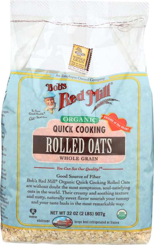 BOBS RED MILL: Organic Quick Cooking Rolled Oats, 32 oz - Vending Business Solutions