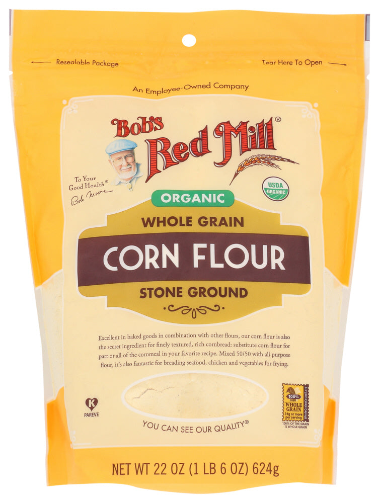 BOB'S RED MILL: Organic Whole Grain Corn Flour, 22 oz - Vending Business Solutions