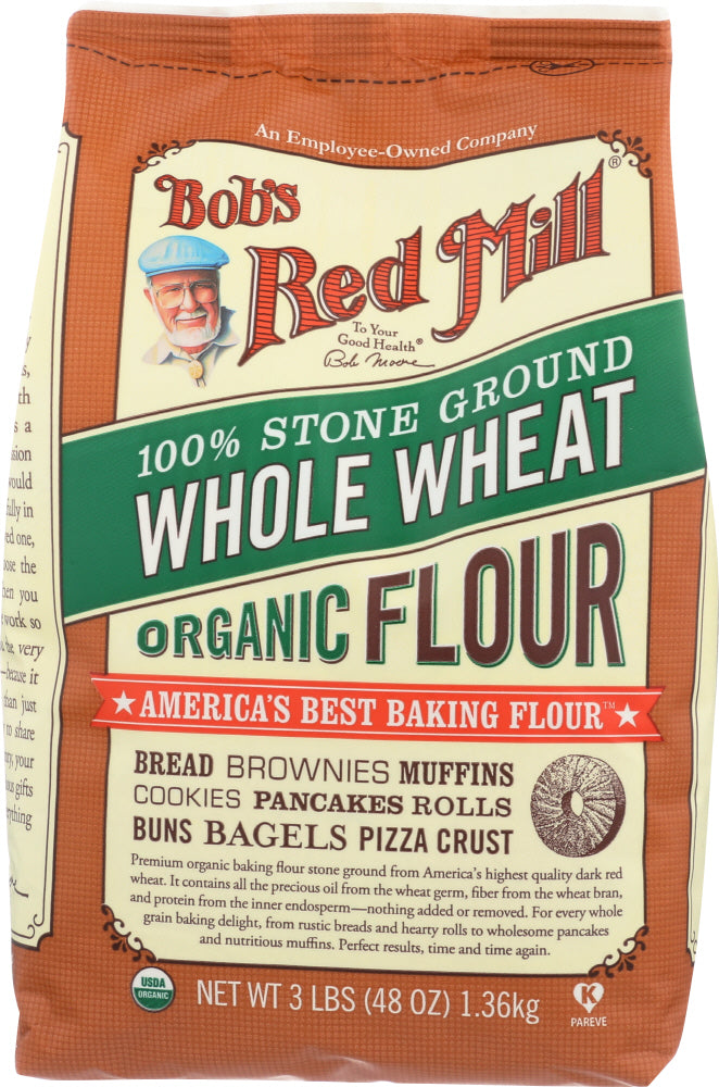 BOBS RED MILL: Organic Whole Wheat Flour, 48 oz - Vending Business Solutions