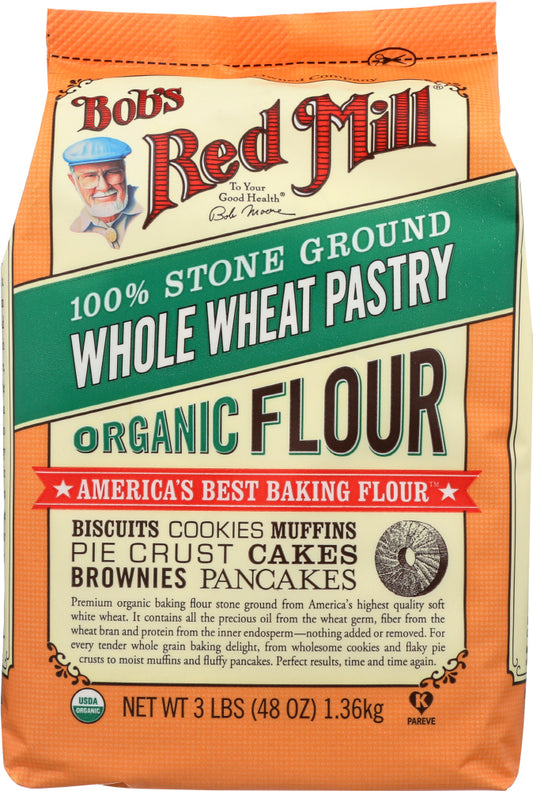 BOBS RED MILL: Organic Whole Wheat Pastry Flour, 48 oz - Vending Business Solutions