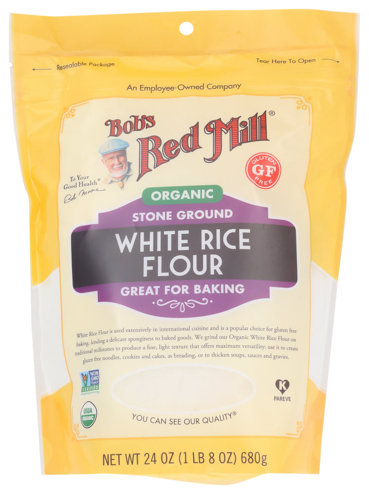 BOB'S RED MILL: Organic White Rice Flour, 24 oz - Vending Business Solutions