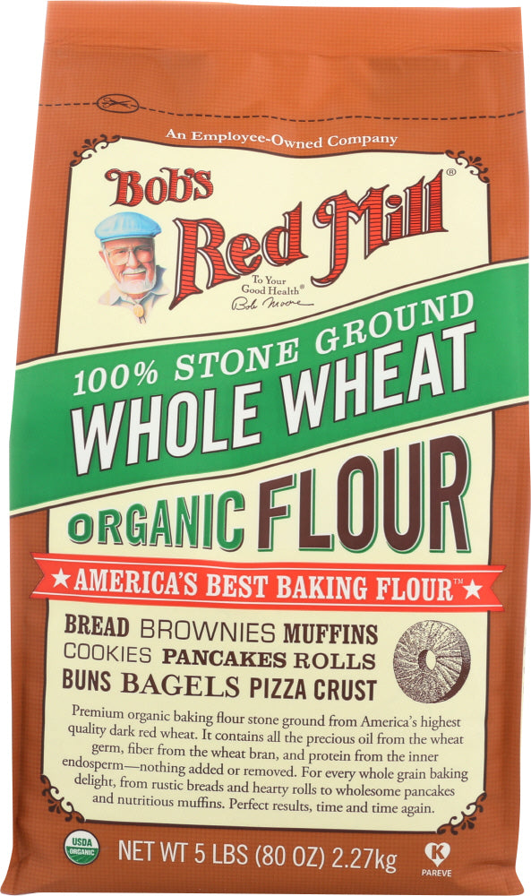 BOB'S RED MILL: 100% Stone Ground Whole Wheat Organic Flour, 5 lb - Vending Business Solutions